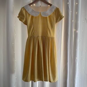 Yellow Gingham Bonne Chance Dress with White Collar